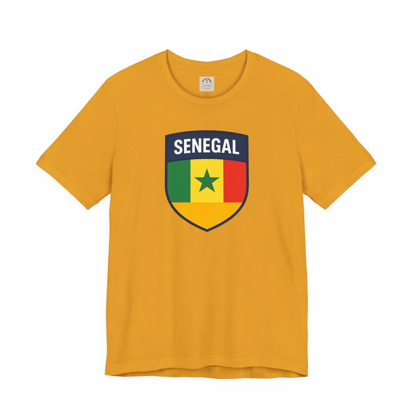 Senegal Flag Shield T Shirt Crest Tee For Fans Pride Soft Breathable by Printify