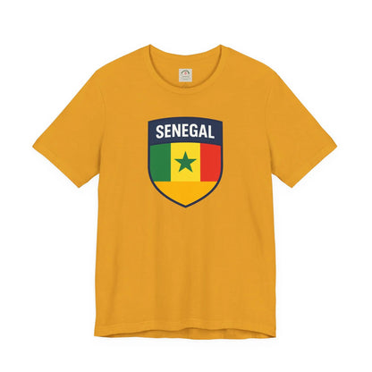 Senegal Flag Shield T Shirt Crest Tee For Fans Pride Soft Breathable by Printify