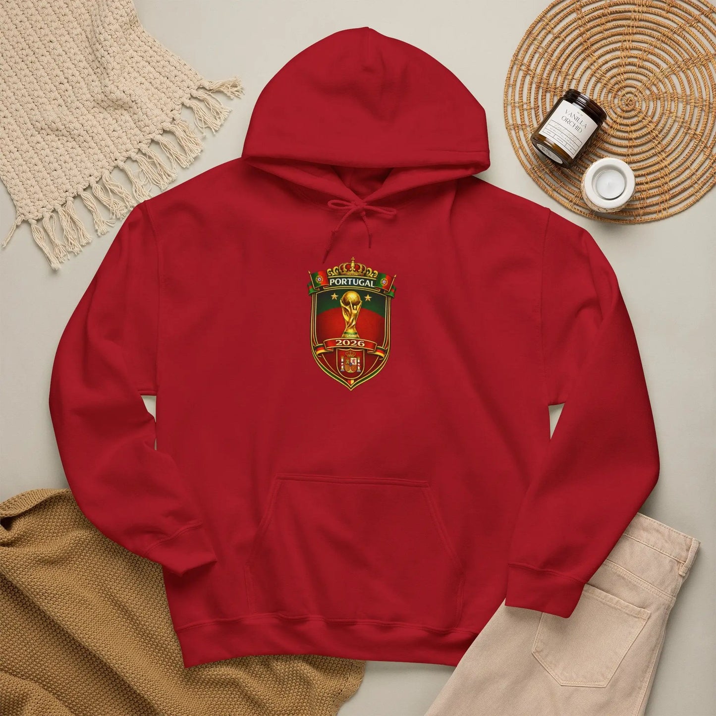 Portugal Football Crest Hoodie — Retro Soccer Emblem Sweatshirt by Printify