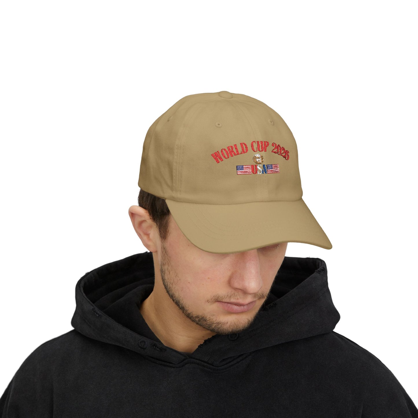 Classic Dad Cap World Cup 2026 USA Soccer Fan Hat With Precurved Visor by Printify