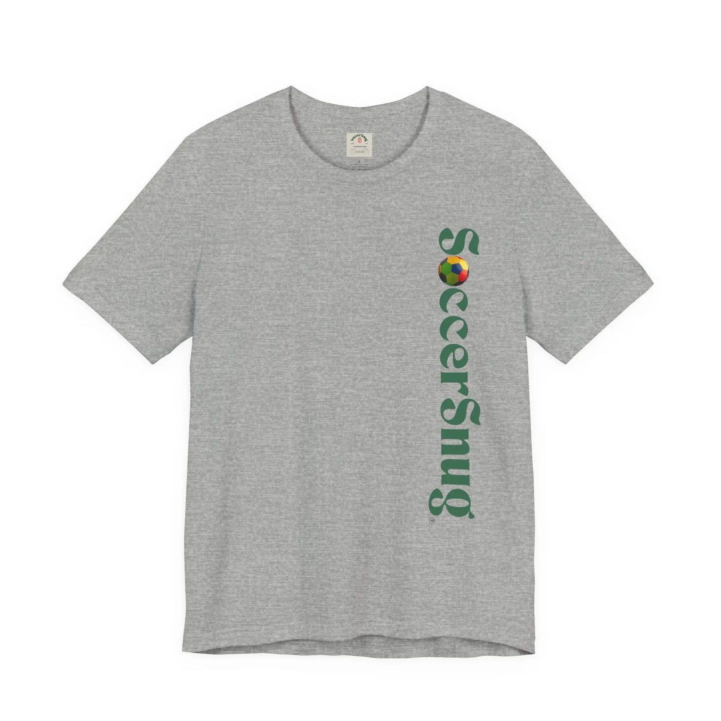 SoccerSnug Vertical Logo Tee Casual Soccer Fan Shirt by Printify