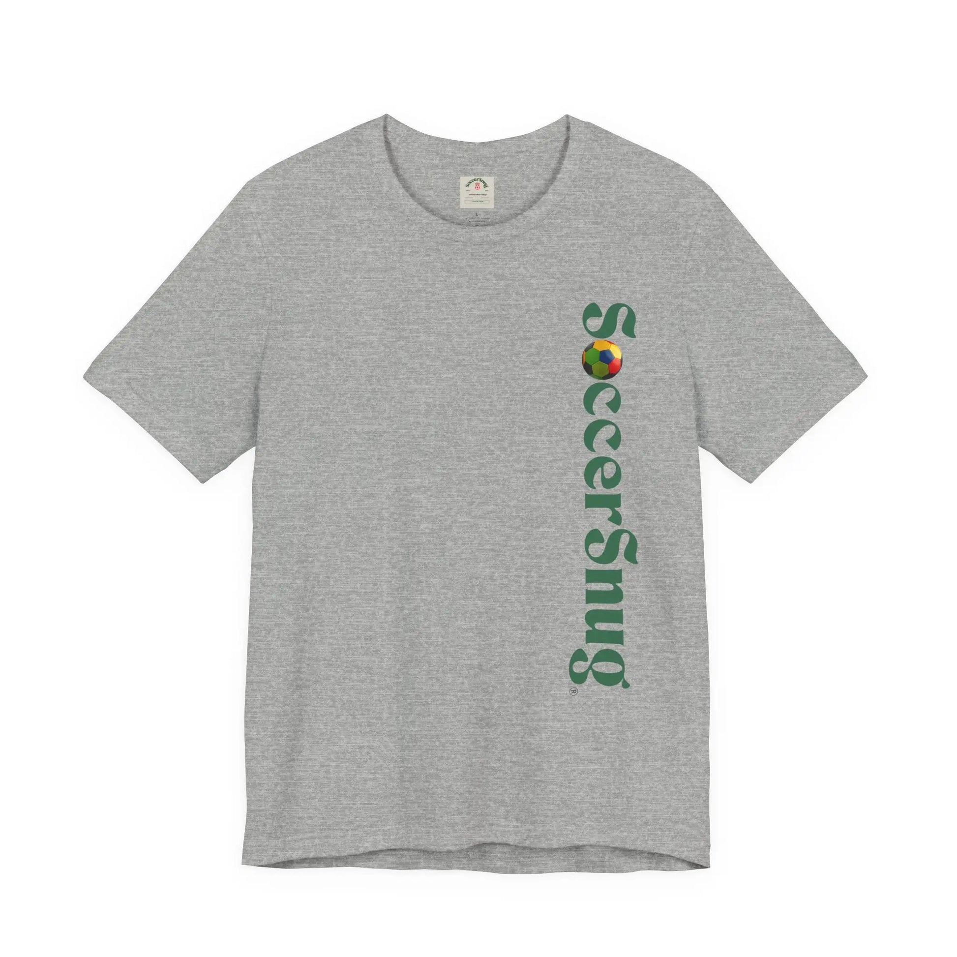 SoccerSnug Vertical Logo Tee Casual Soccer Fan Shirt by Printify