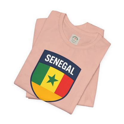 Senegal Flag Shield T Shirt Crest Tee For Fans Pride Soft Breathable by Printify