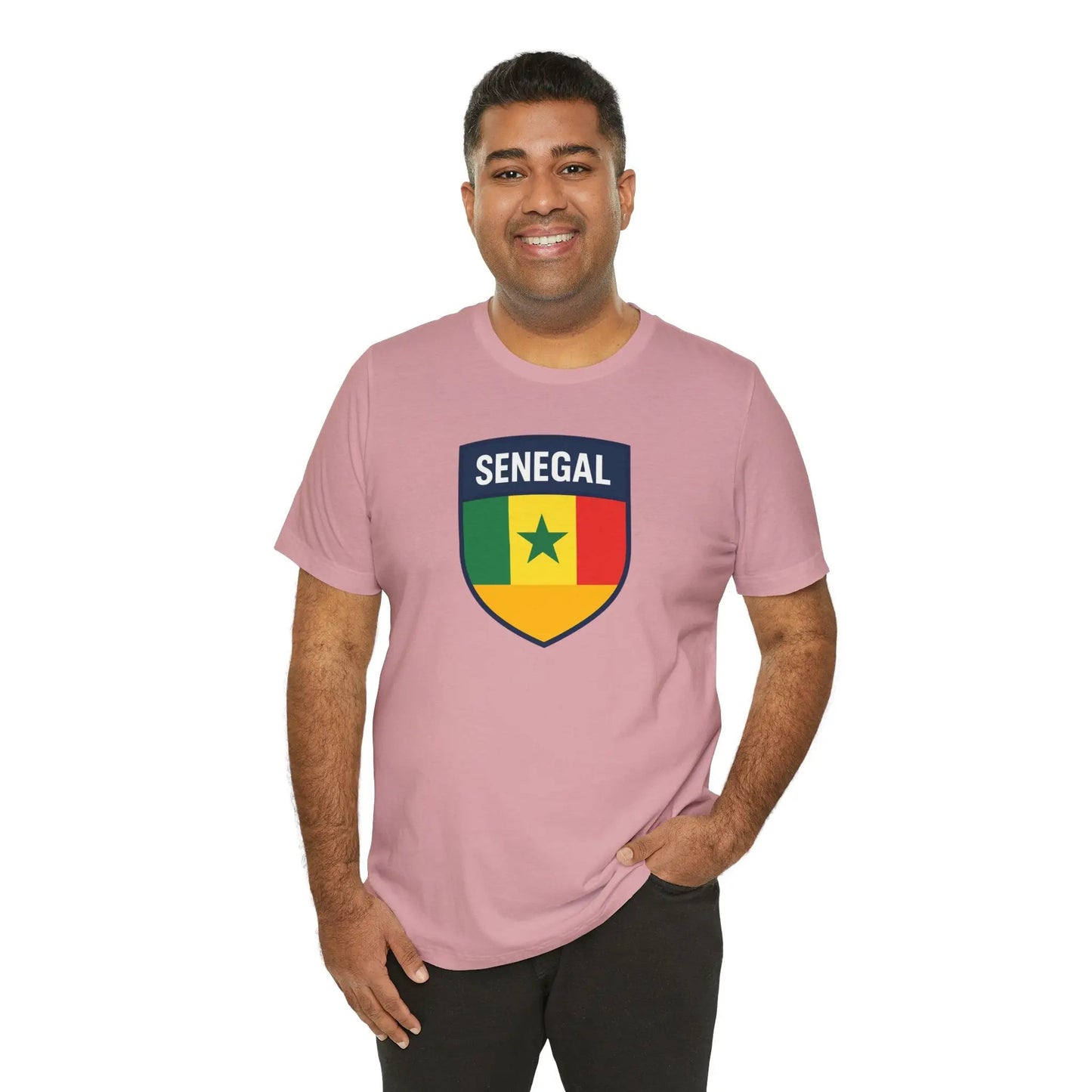 Senegal Flag Shield T Shirt Crest Tee For Fans Pride Soft Breathable by Printify