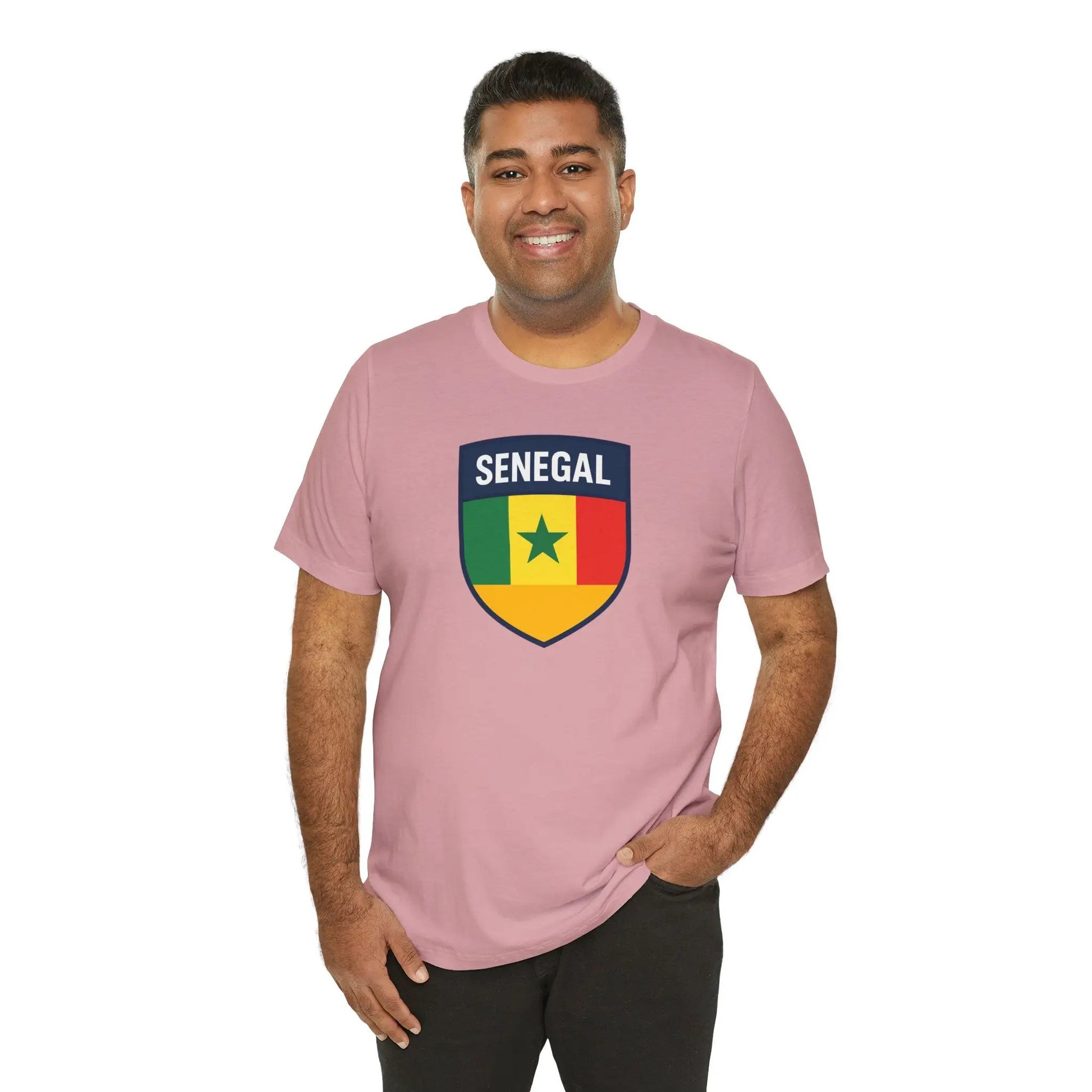 Senegal Flag Shield T Shirt Crest Tee For Fans Pride Soft Breathable by Printify