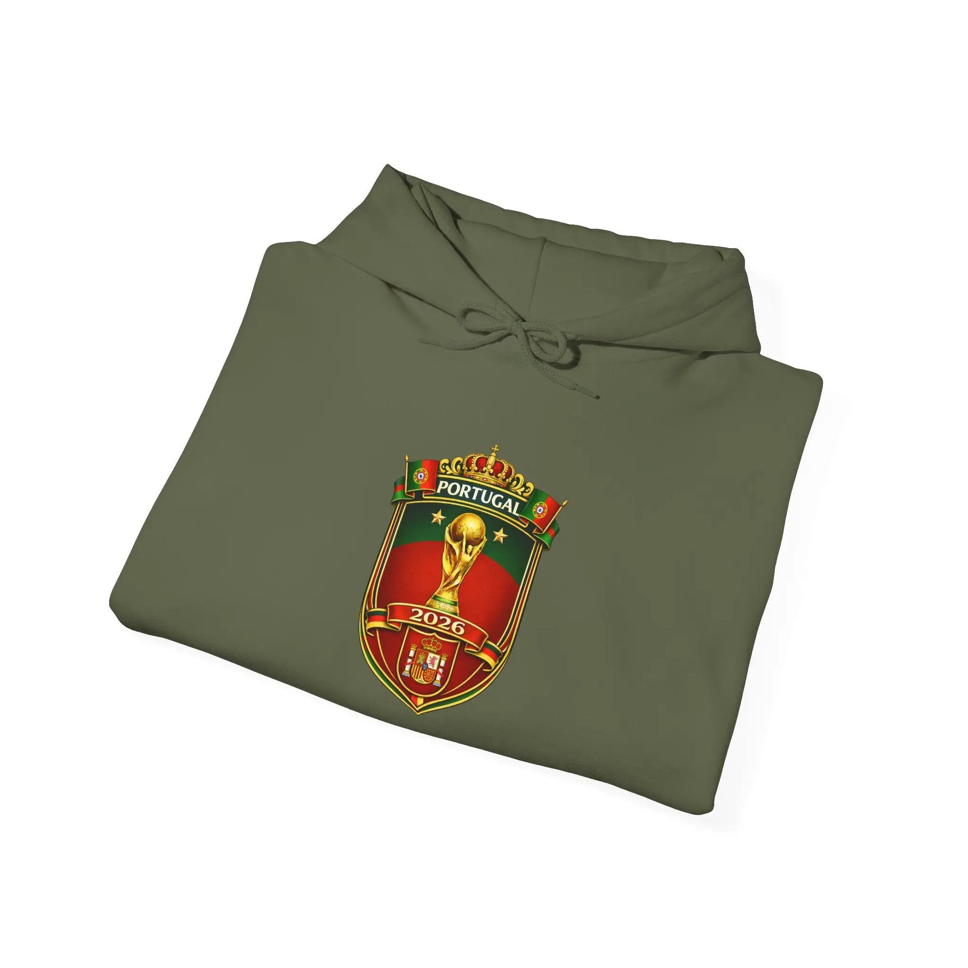 Portugal Football Crest Hoodie — Retro Soccer Emblem Sweatshirt by Printify
