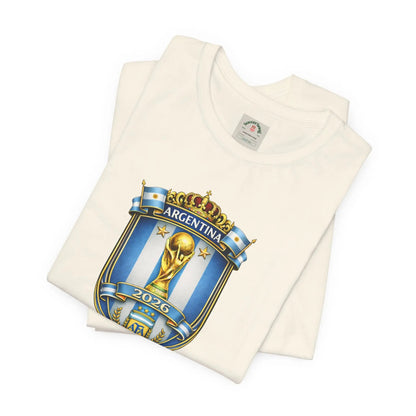 Argentina World Cup Trophy Shield Tee Soccer Fan Jersey by Printify