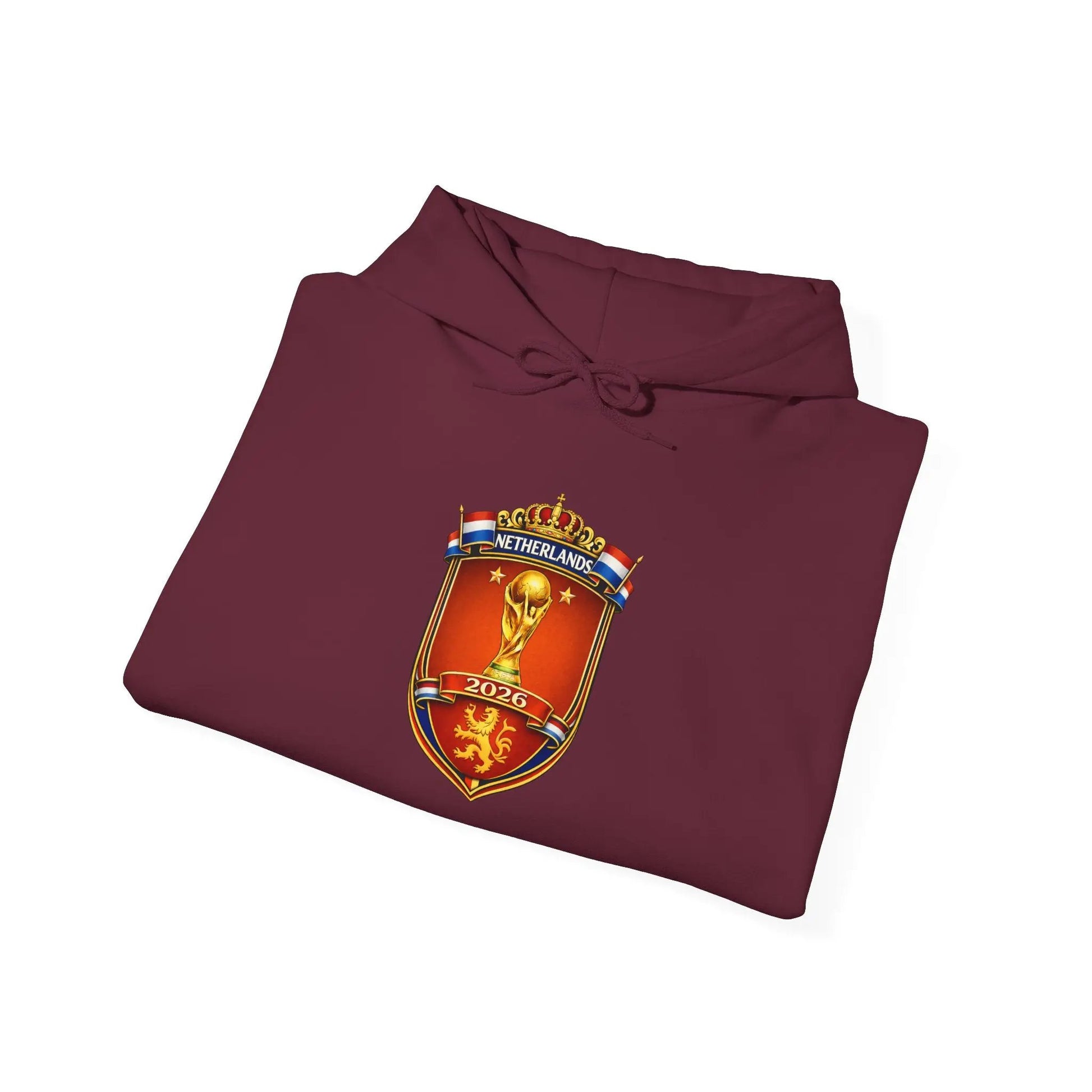 Netherland World Cup 2026 Crest Hoodie — Lion Shield Emblem Hooded Sweatshirt by Printify