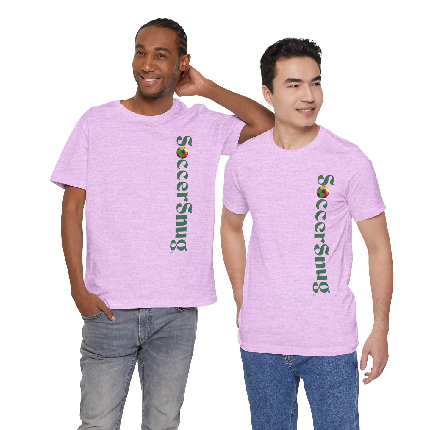 SoccerSnug Vertical Logo Tee Casual Soccer Fan Shirt by Printify