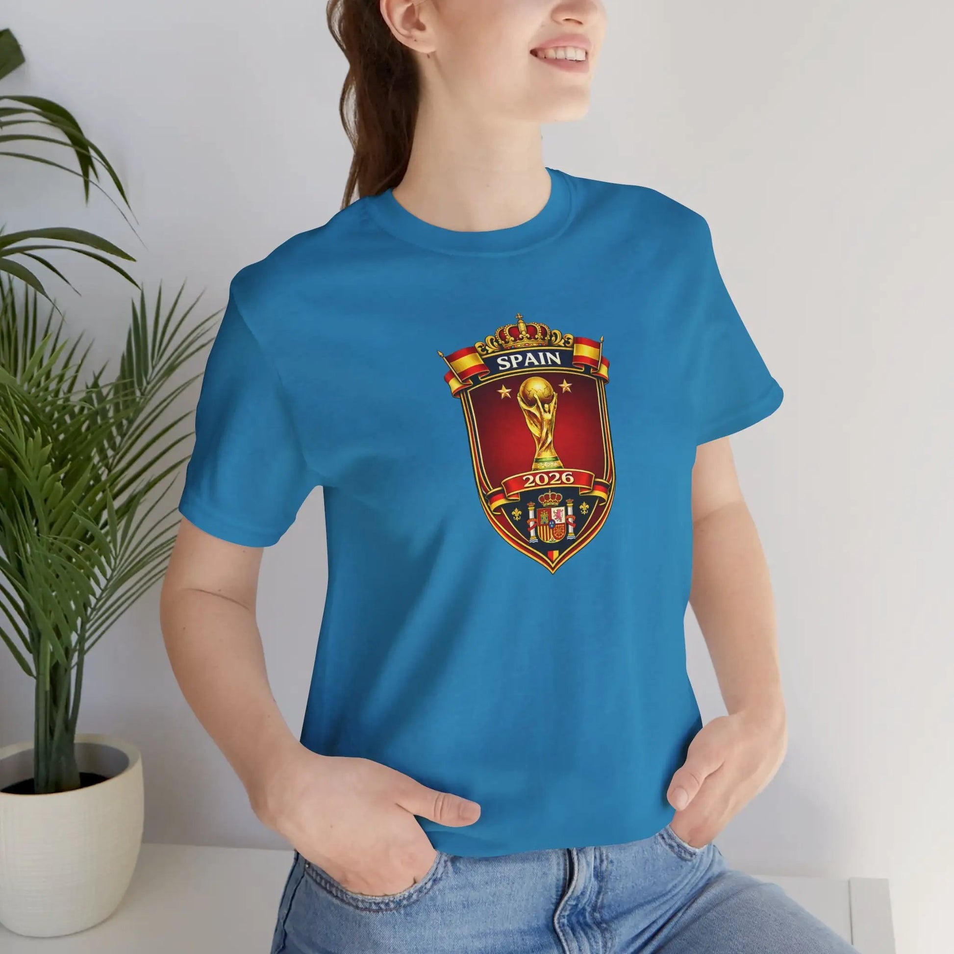 Spain World Cup Crest T‑Shirt — Soccer Fan Jersey Tee by Printify