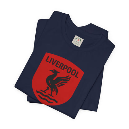 Liverpool Crest T Shirt Retro Red Shield Football Tee