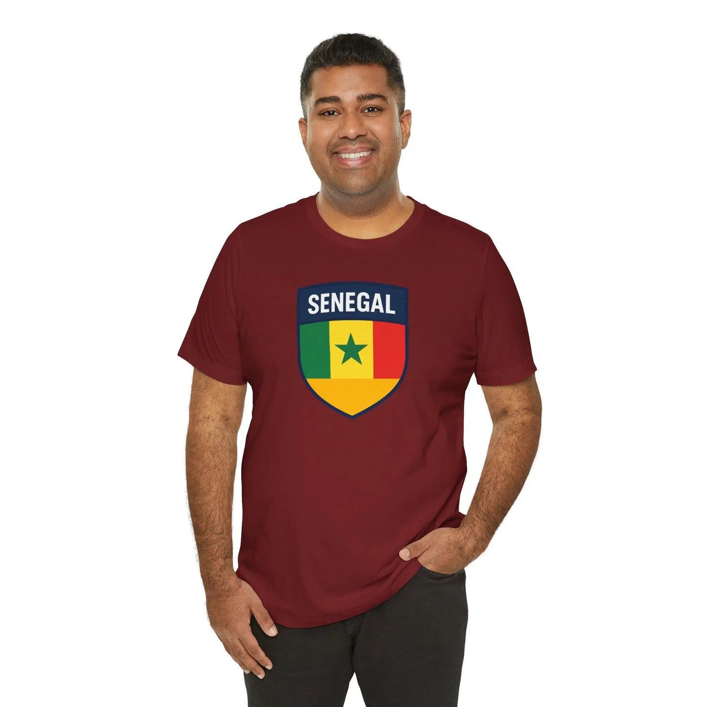 Senegal Flag Shield T Shirt Crest Tee For Fans Pride Soft Breathable by Printify