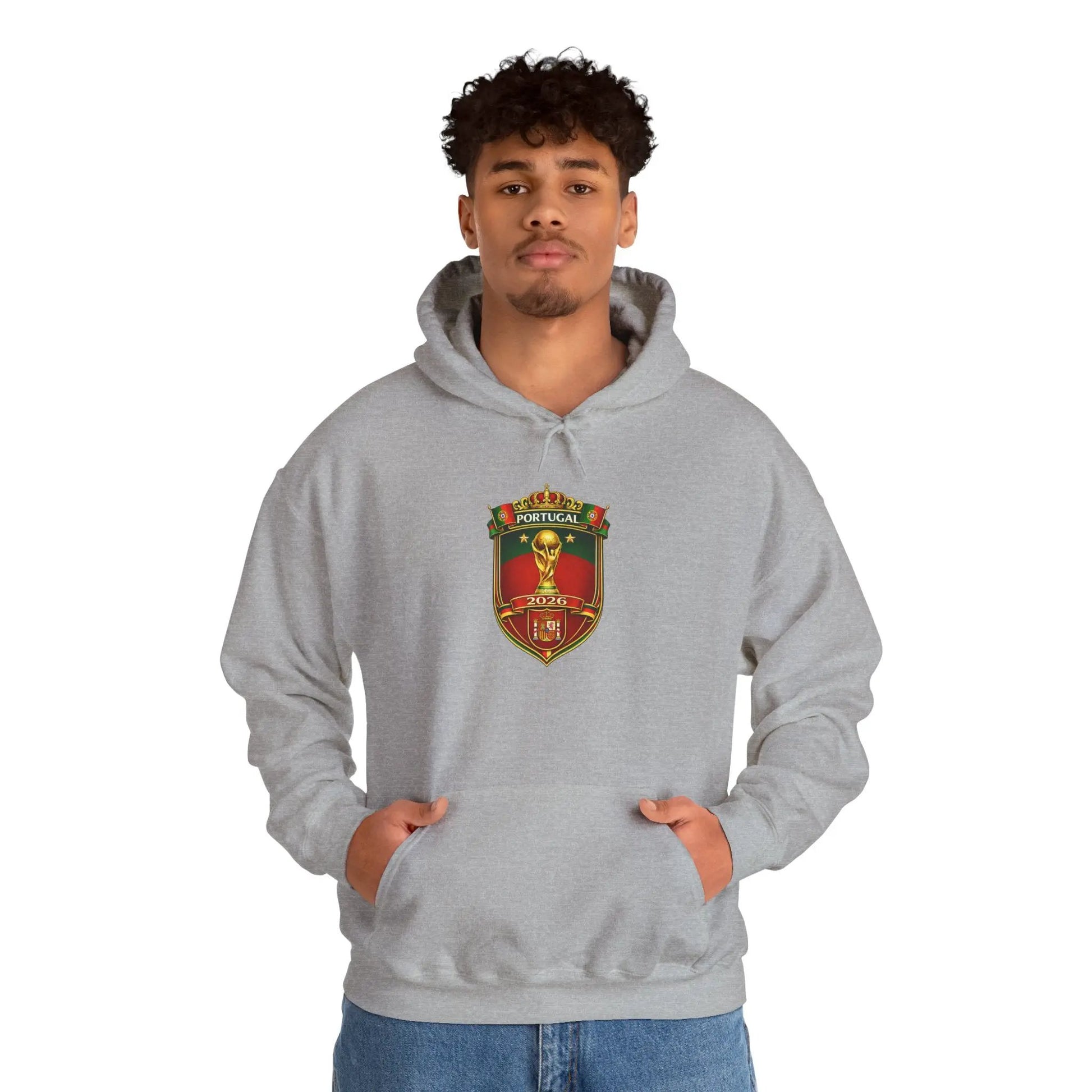 Portugal Football Crest Hoodie — Retro Soccer Emblem Sweatshirt by Printify