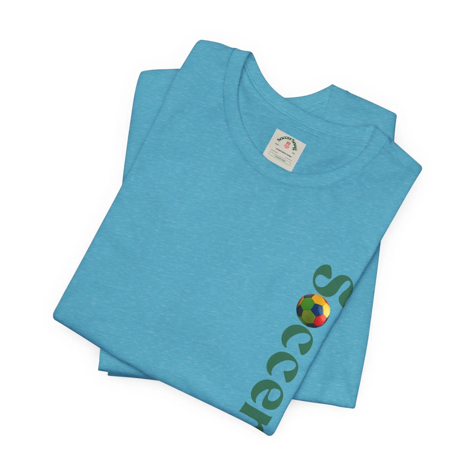 SoccerSnug Vertical Logo Tee Casual Soccer Fan Shirt by Printify