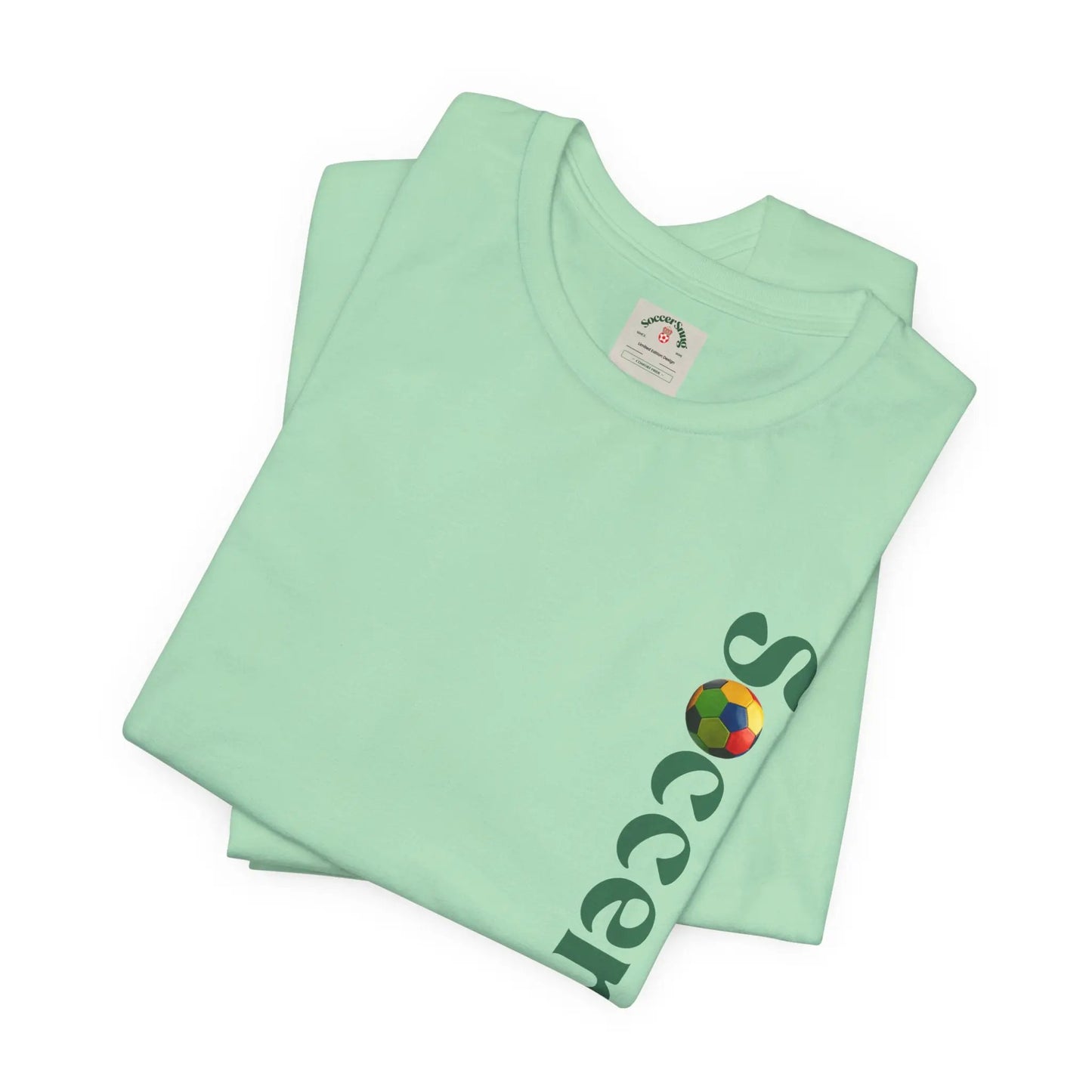 SoccerSnug Vertical Logo Tee Casual Soccer Fan Shirt by Printify