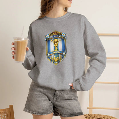 Argentina World Cup Crest Embroidered Crewneck Sweatshirt by Printify