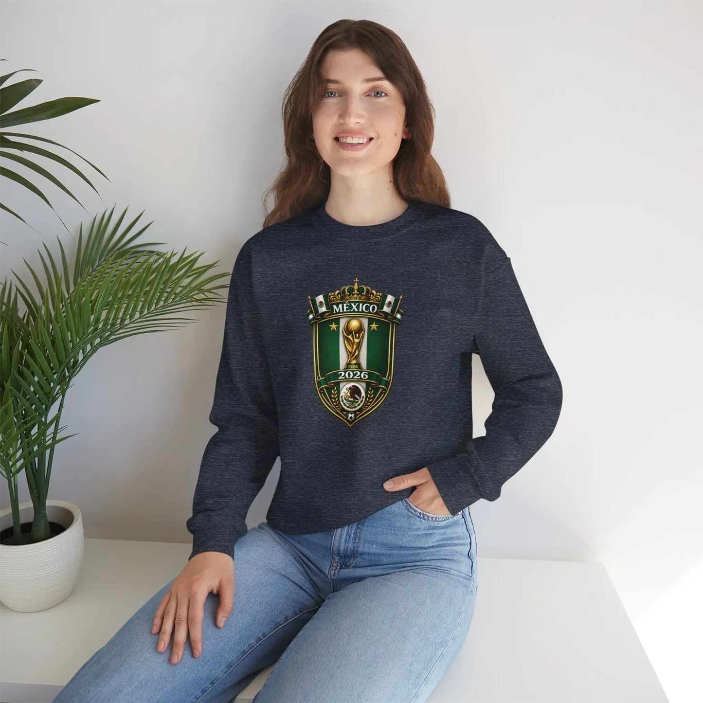 Mexico World Cup 2026 Crewneck Sweatshirt Unisex Cotton Polyester Blend by Printify
