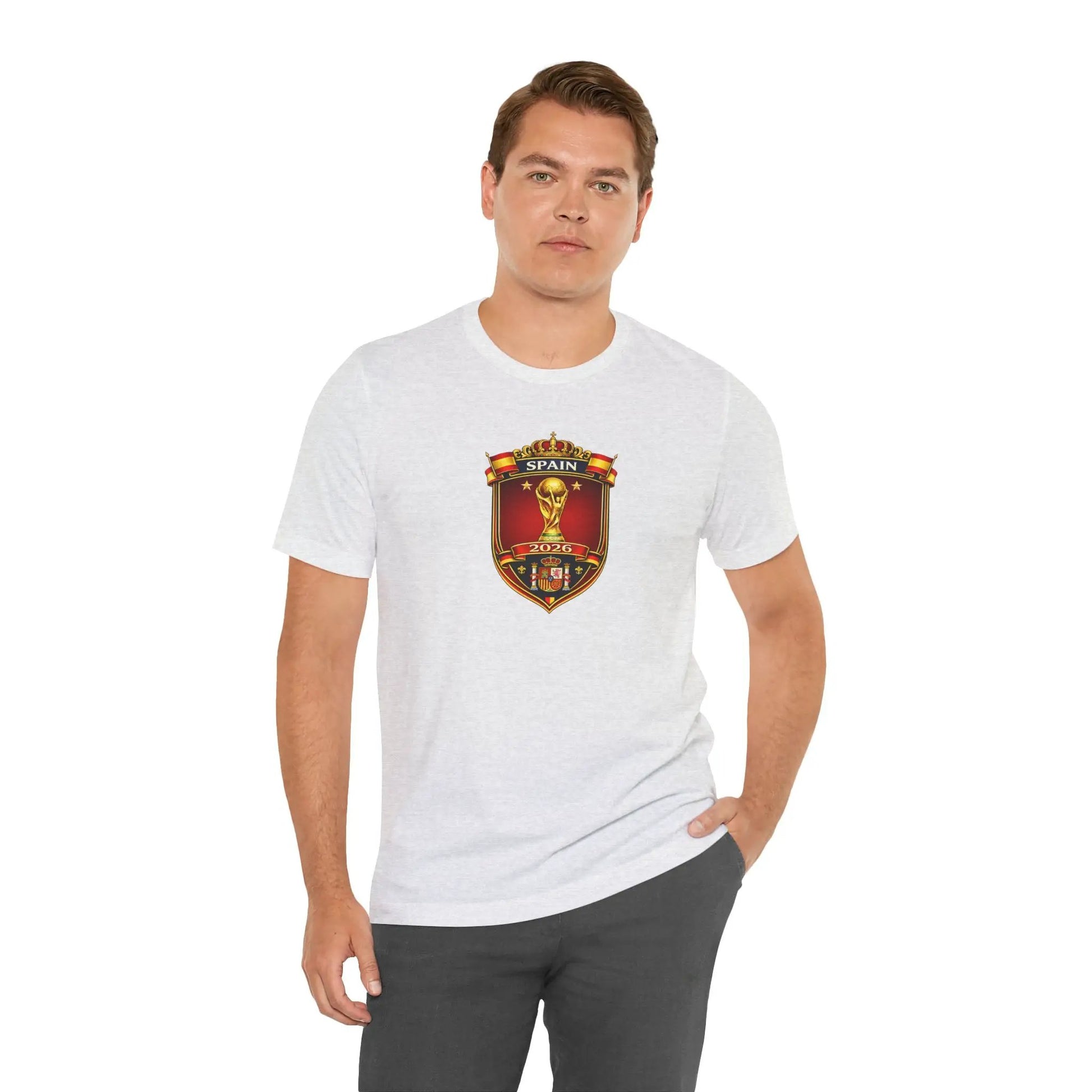 Spain World Cup Crest T‑Shirt — Soccer Fan Jersey Tee by Printify
