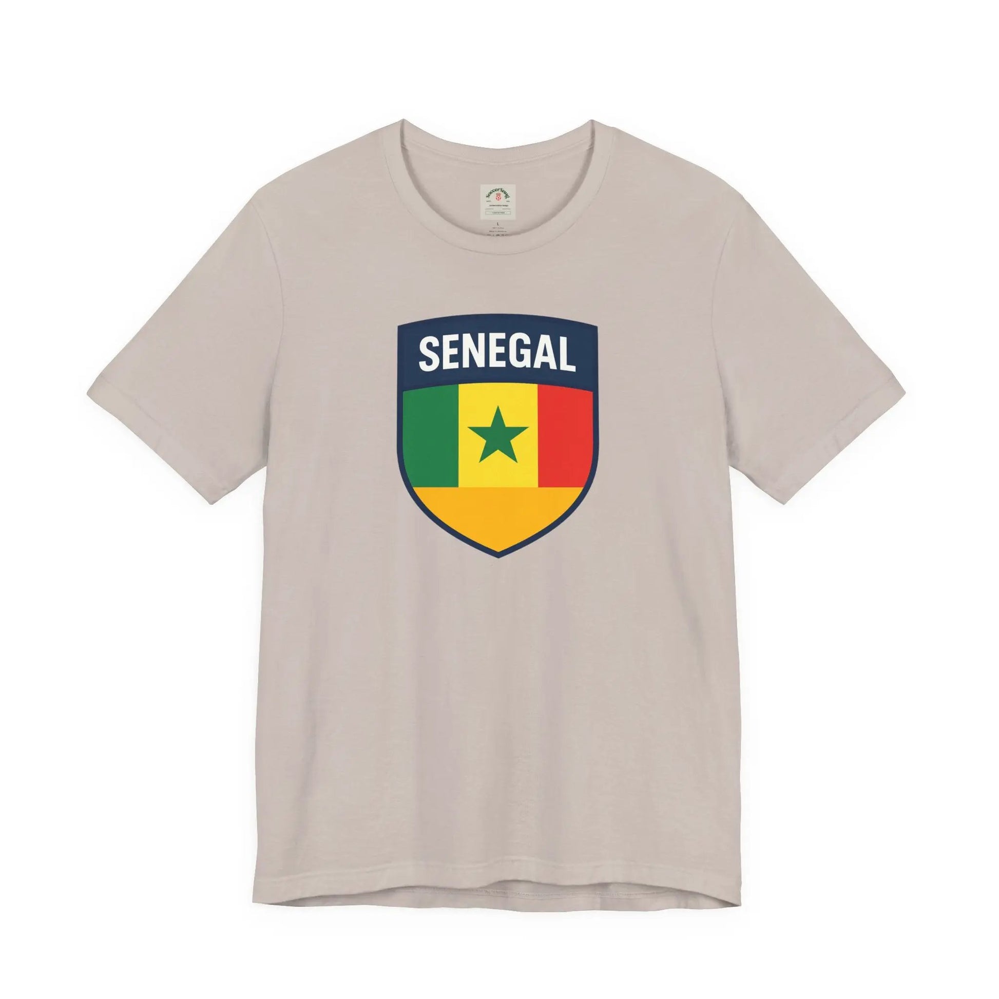 Senegal Flag Shield T Shirt Crest Tee For Fans Pride Soft Breathable by Printify