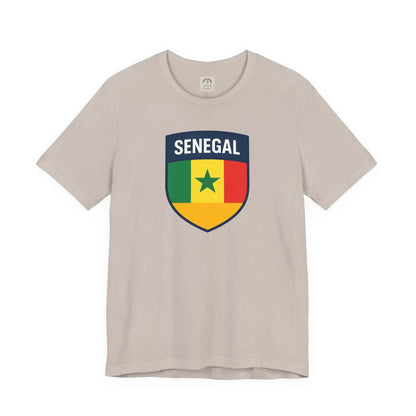 Senegal Flag Shield T Shirt Crest Tee For Fans Pride Soft Breathable by Printify