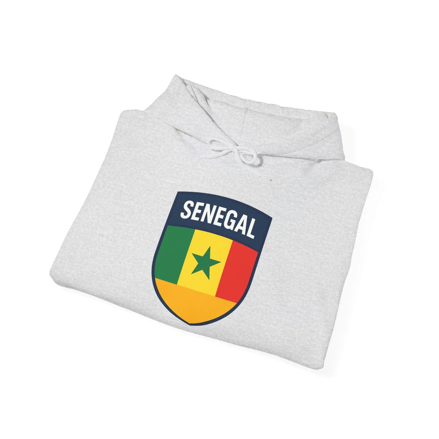 Senegal Flag Crest Hoodie With Shield Emblem For Fans And Travelers by Printify