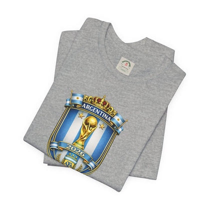 Argentina World Cup Trophy Shield Tee Soccer Fan Jersey by Printify