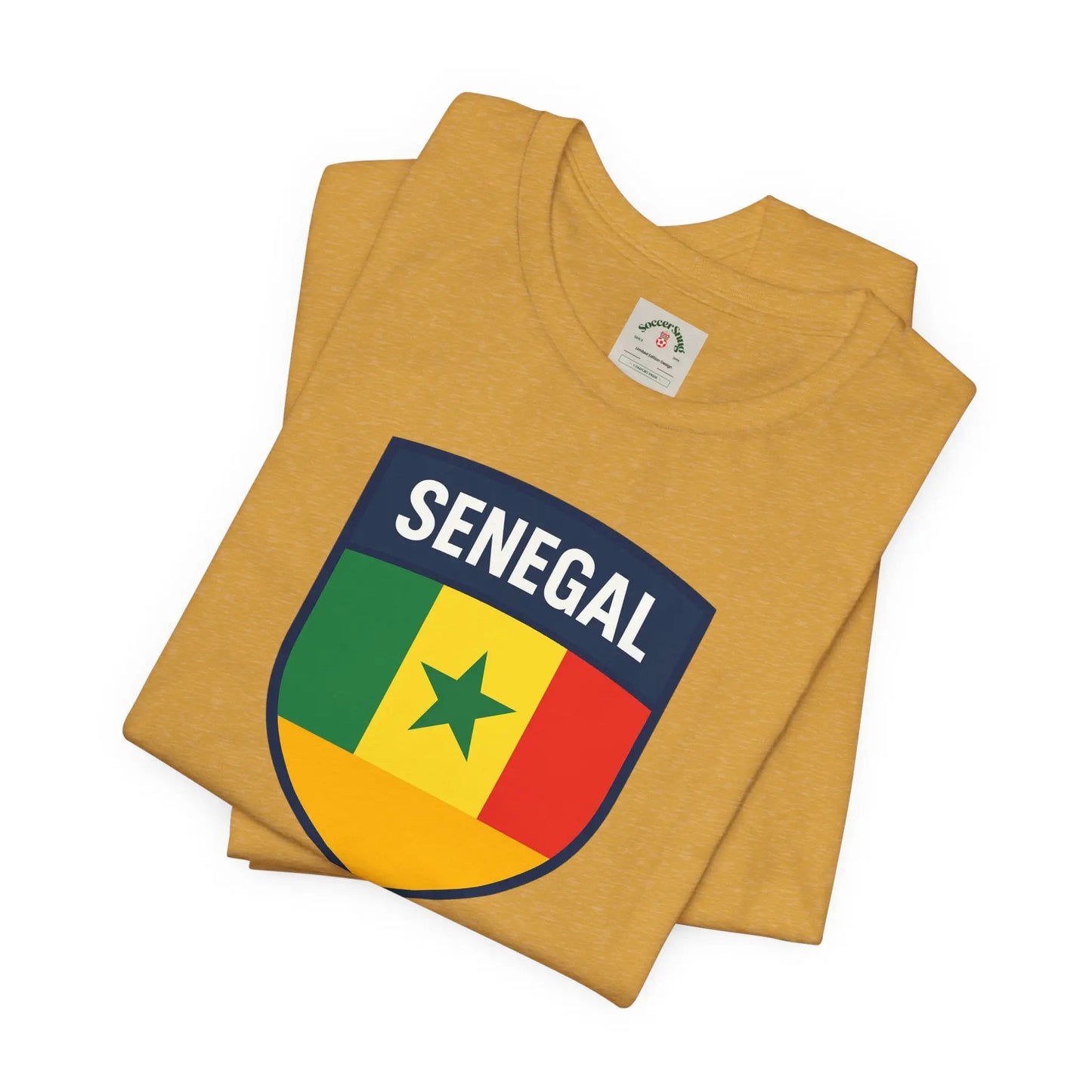 Senegal Flag Shield T Shirt Crest Tee For Fans Pride Soft Breathable by Printify