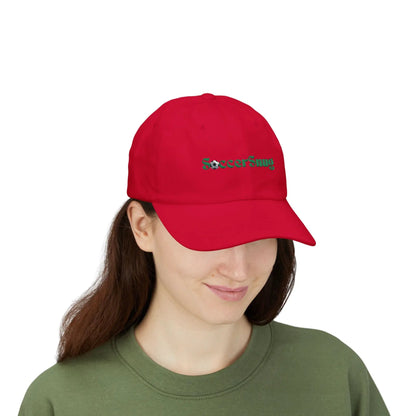 SoccerSnug Embroidered Dad Cap Casual Soccer Fan Baseball Hat by Printify
