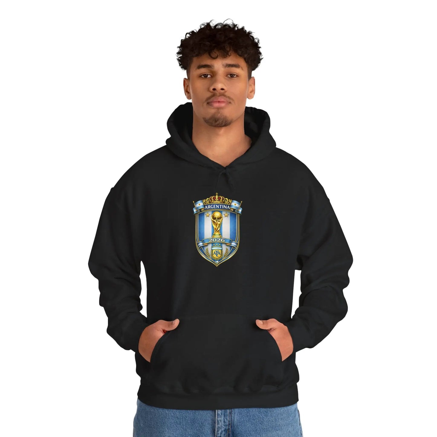 Soccer Trophy Crest Hoodie - Champion Shield Football Pullover by Printify