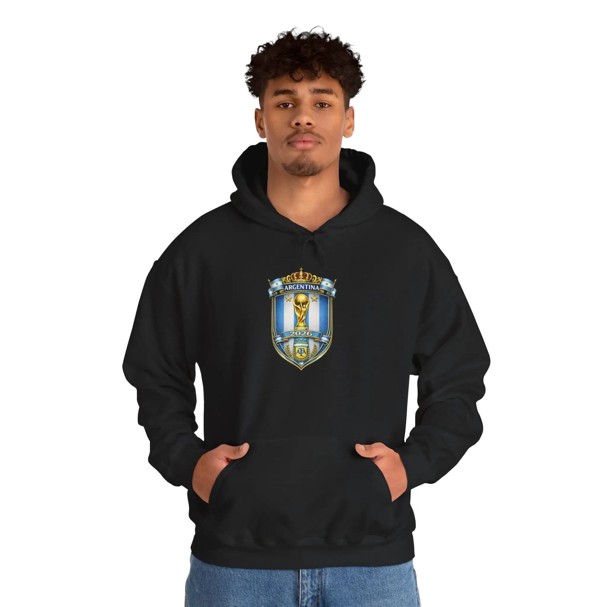 Soccer Trophy Crest Hoodie - Champion Shield Football Pullover by Printify