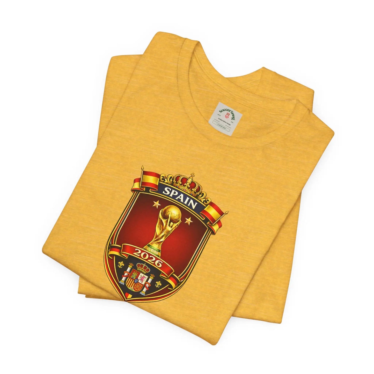 Spain World Cup Crest T‑Shirt — Soccer Fan Jersey Tee by Printify