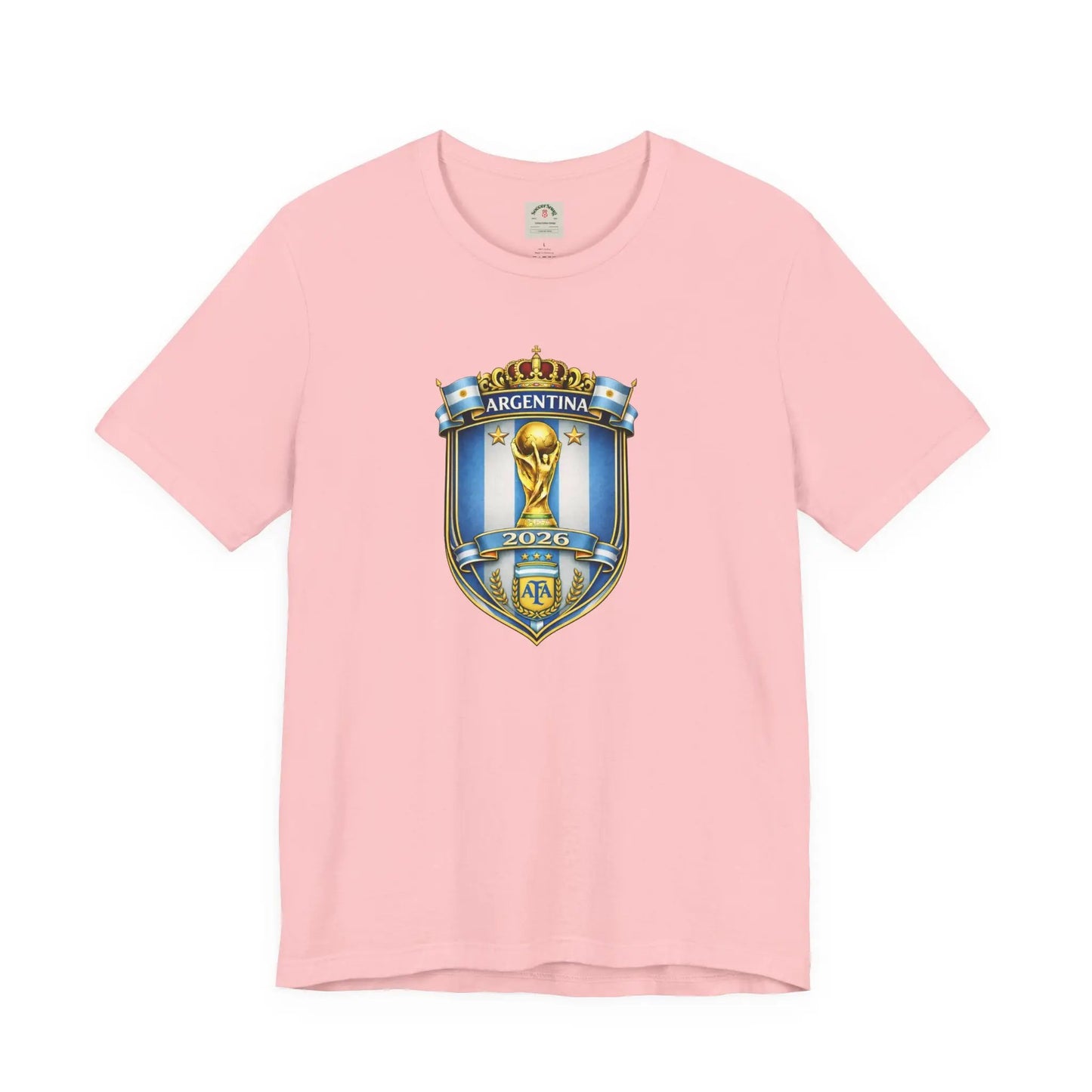 Argentina World Cup Trophy Shield Tee Soccer Fan Jersey by Printify