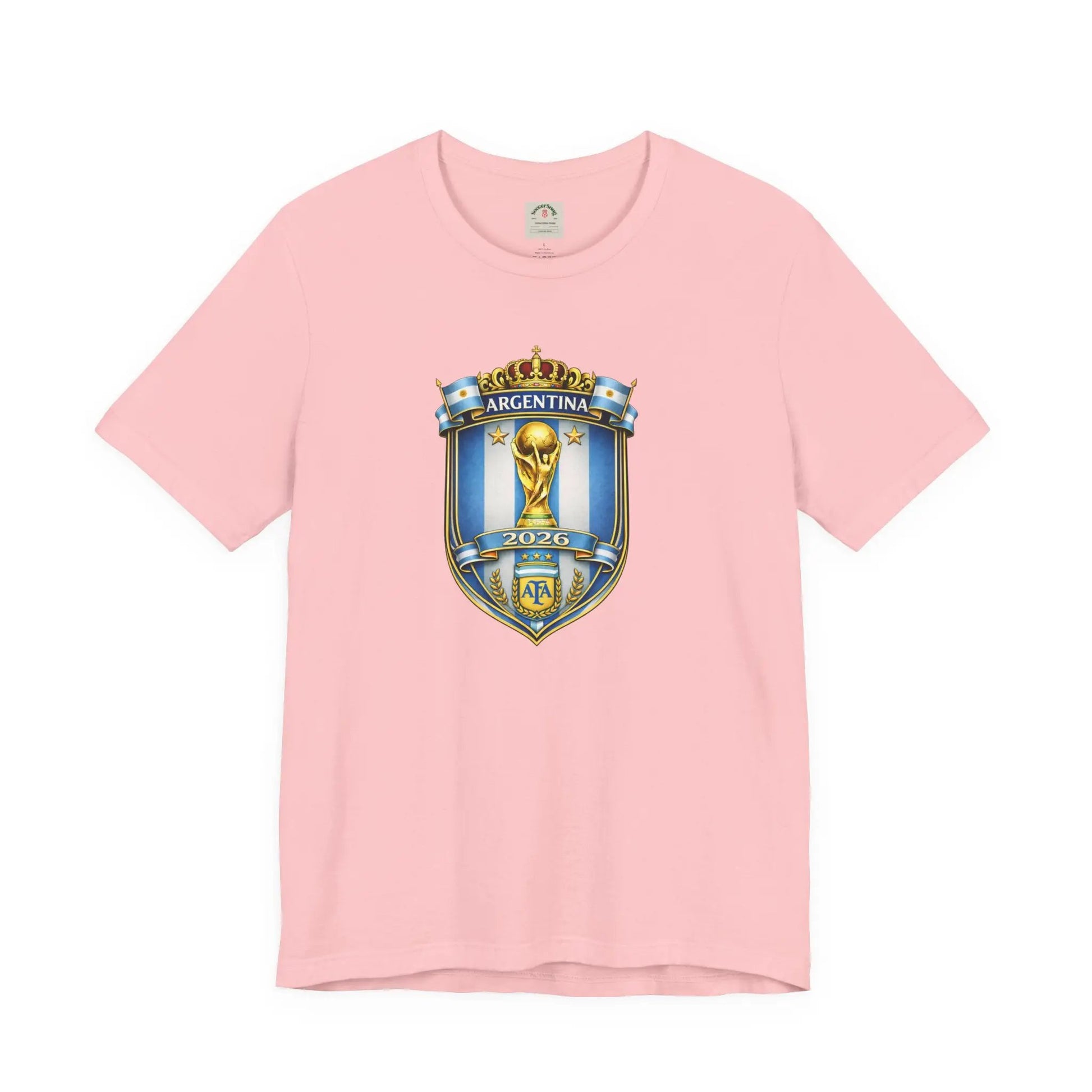 Argentina World Cup Trophy Shield Tee Soccer Fan Jersey by Printify