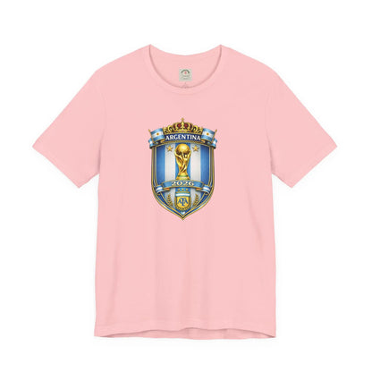 Argentina World Cup Trophy Shield Tee Soccer Fan Jersey by Printify