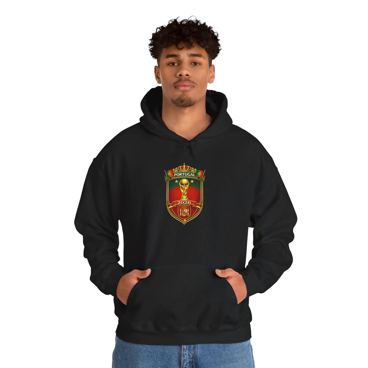 Portugal Football Crest Hoodie — Retro Soccer Emblem Sweatshirt by Printify