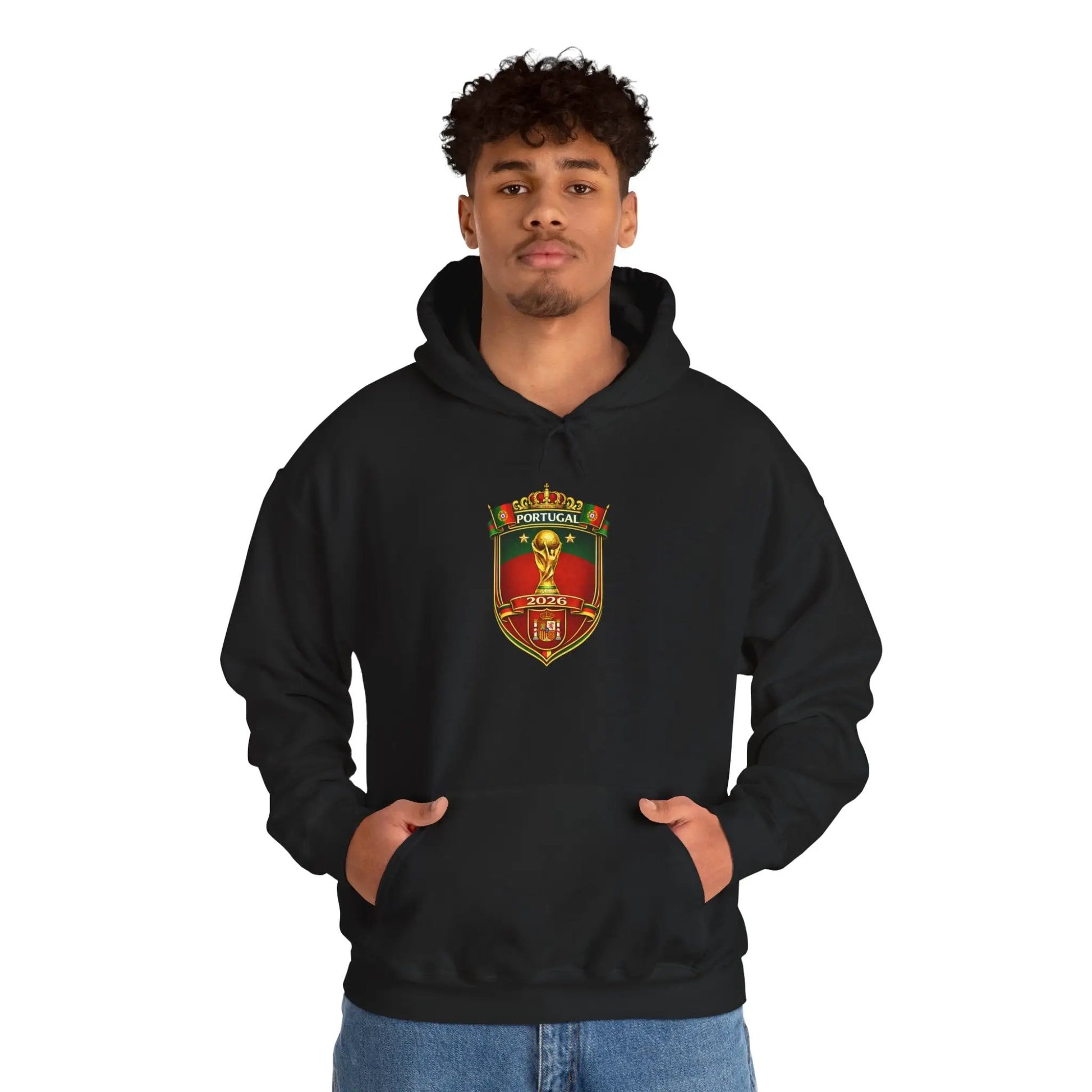 Portugal Football Crest Hoodie — Retro Soccer Emblem Sweatshirt by Printify