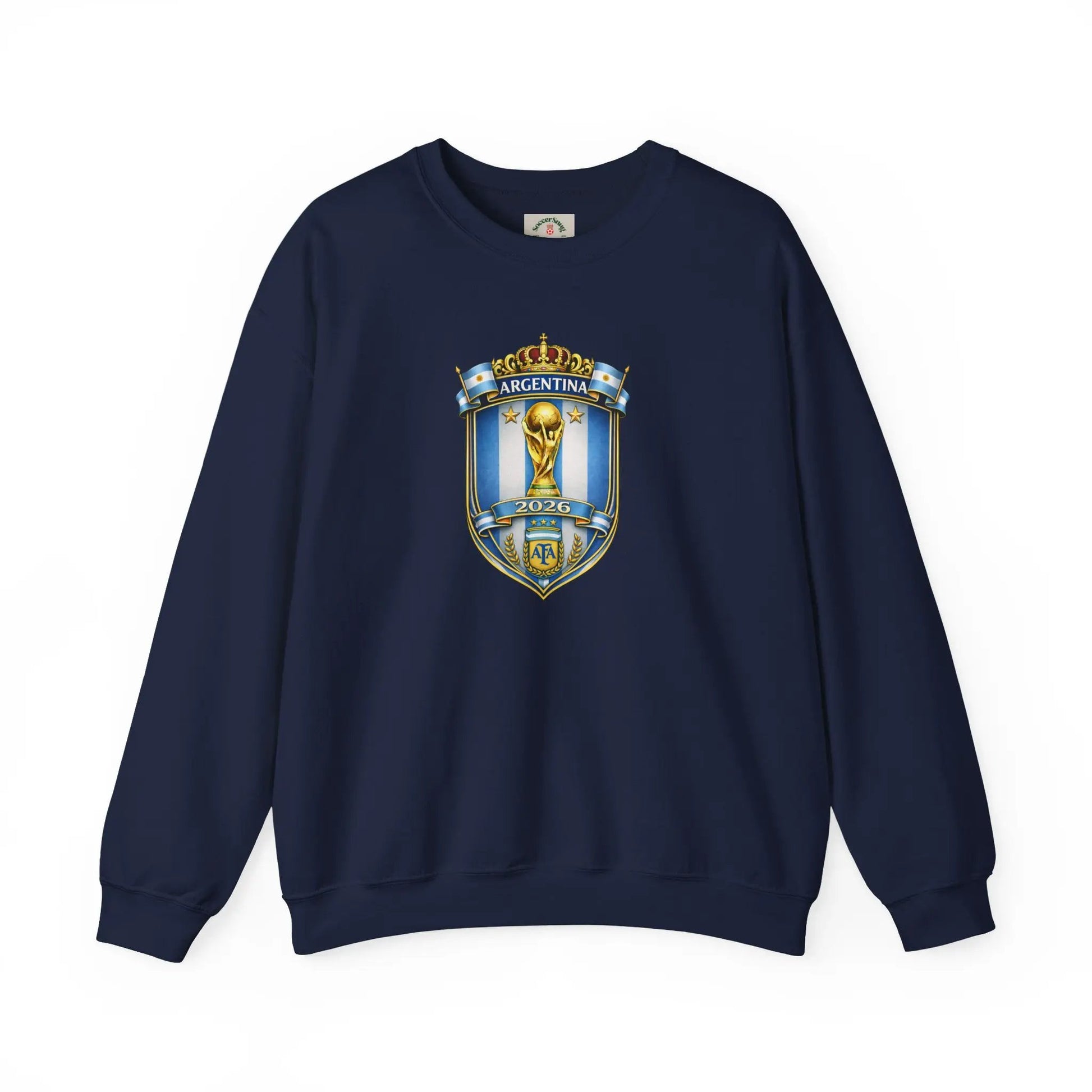 Argentina World Cup Crest Embroidered Crewneck Sweatshirt by Printify