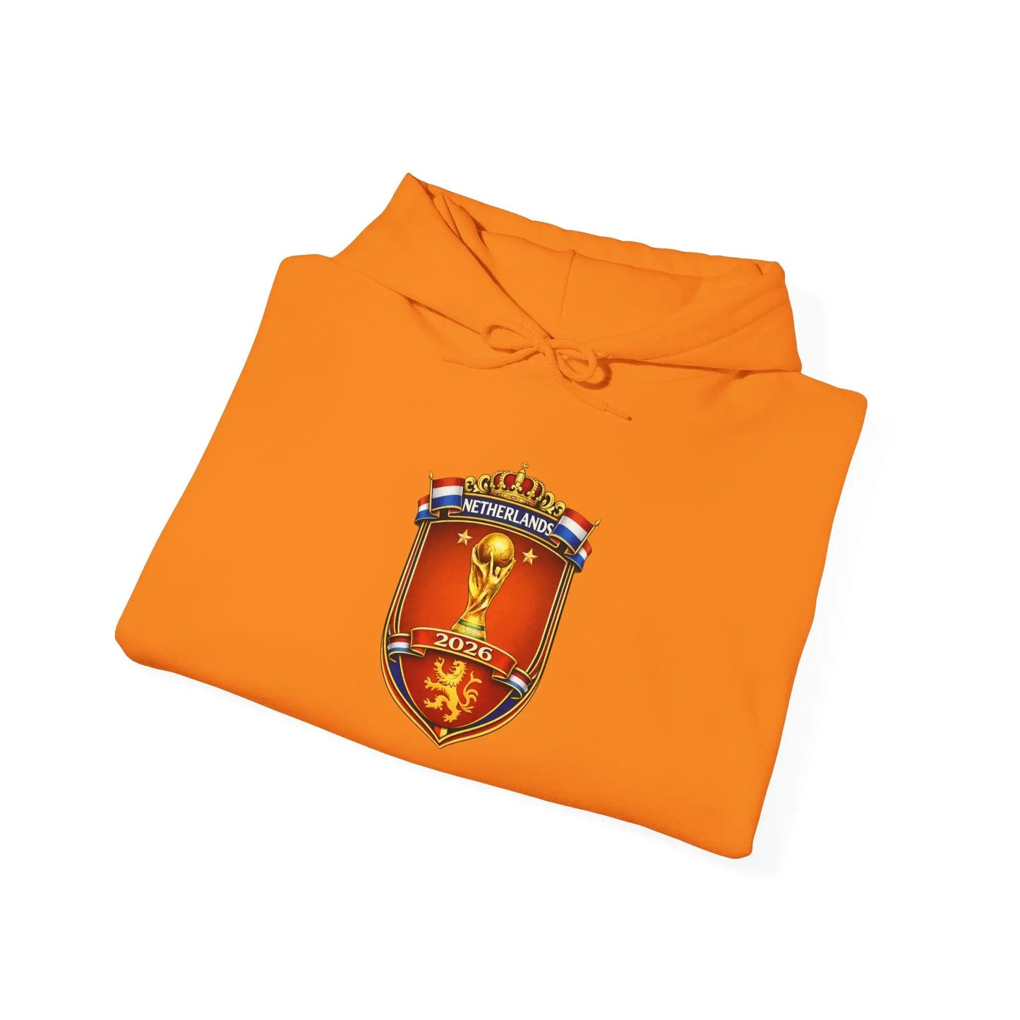 Netherland World Cup 2026 Crest Hoodie — Lion Shield Emblem Hooded Sweatshirt by Printify