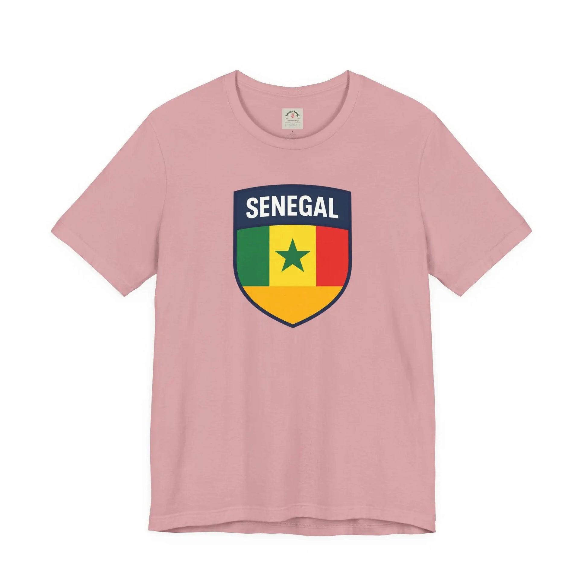 Senegal Flag Shield T Shirt Crest Tee For Fans Pride Soft Breathable by Printify