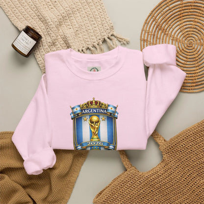 Argentina World Cup Crest Embroidered Crewneck Sweatshirt by Printify
