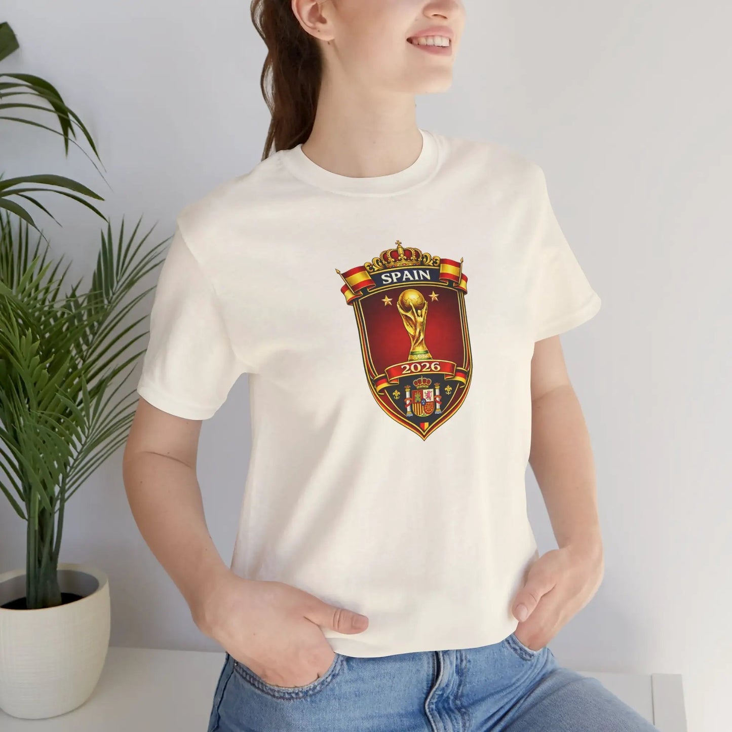 Spain World Cup Crest T‑Shirt — Soccer Fan Jersey Tee by Printify