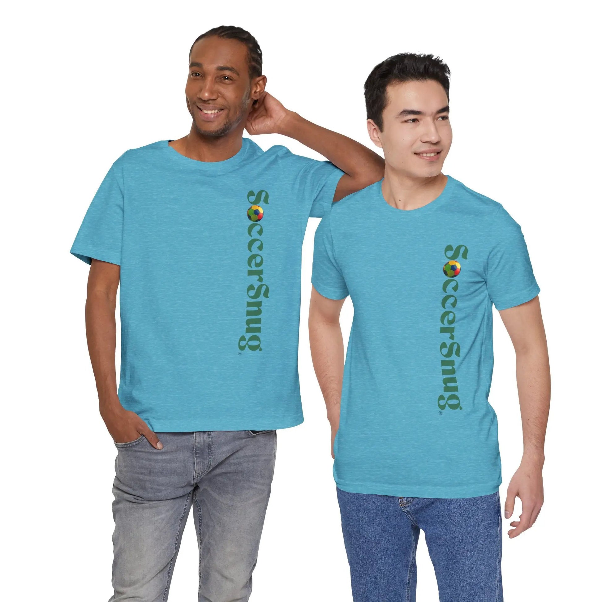 SoccerSnug Vertical Logo Tee Casual Soccer Fan Shirt by Printify