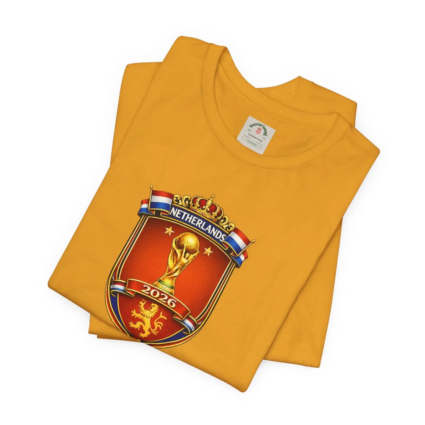 Netherlands World Cup 2026 Soccer Crest Tee Shirt Lions by Printify