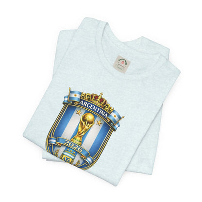 Argentina World Cup Trophy Shield Tee Soccer Fan Jersey by Printify