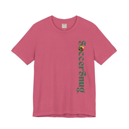 SoccerSnug Vertical Logo Tee Casual Soccer Fan Shirt by Printify