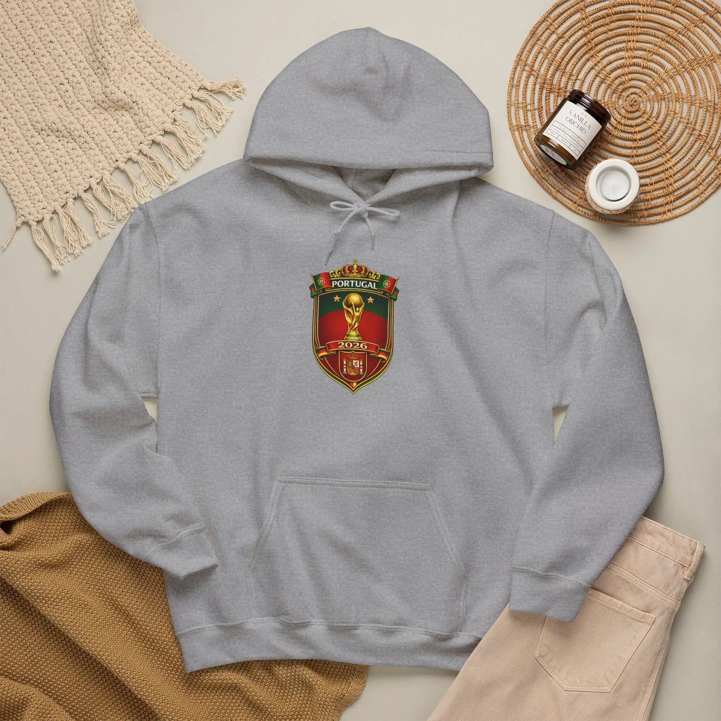 Portugal Football Crest Hoodie — Retro Soccer Emblem Sweatshirt by Printify