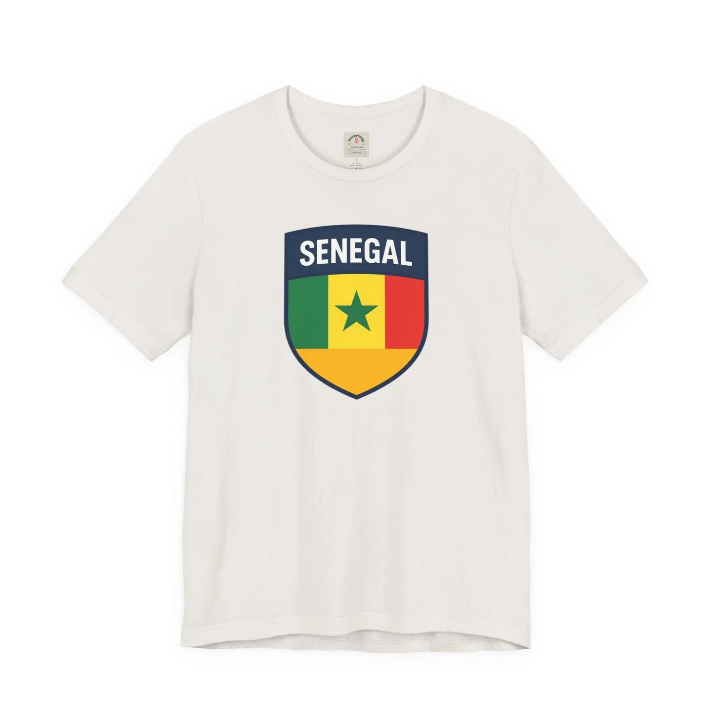 Senegal Flag Shield T Shirt Crest Tee For Fans Pride Soft Breathable by Printify