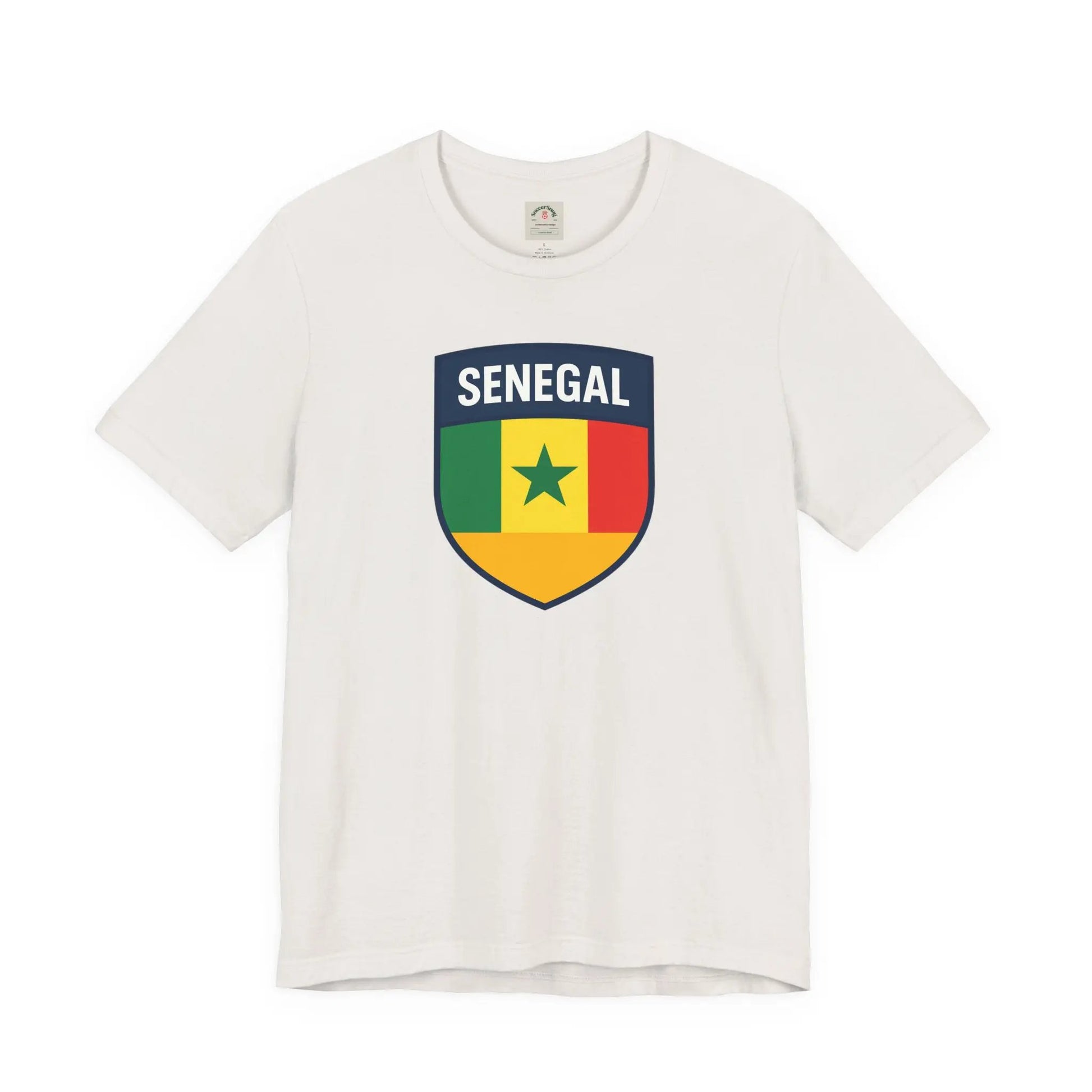 Senegal Flag Shield T Shirt Crest Tee For Fans Pride Soft Breathable by Printify
