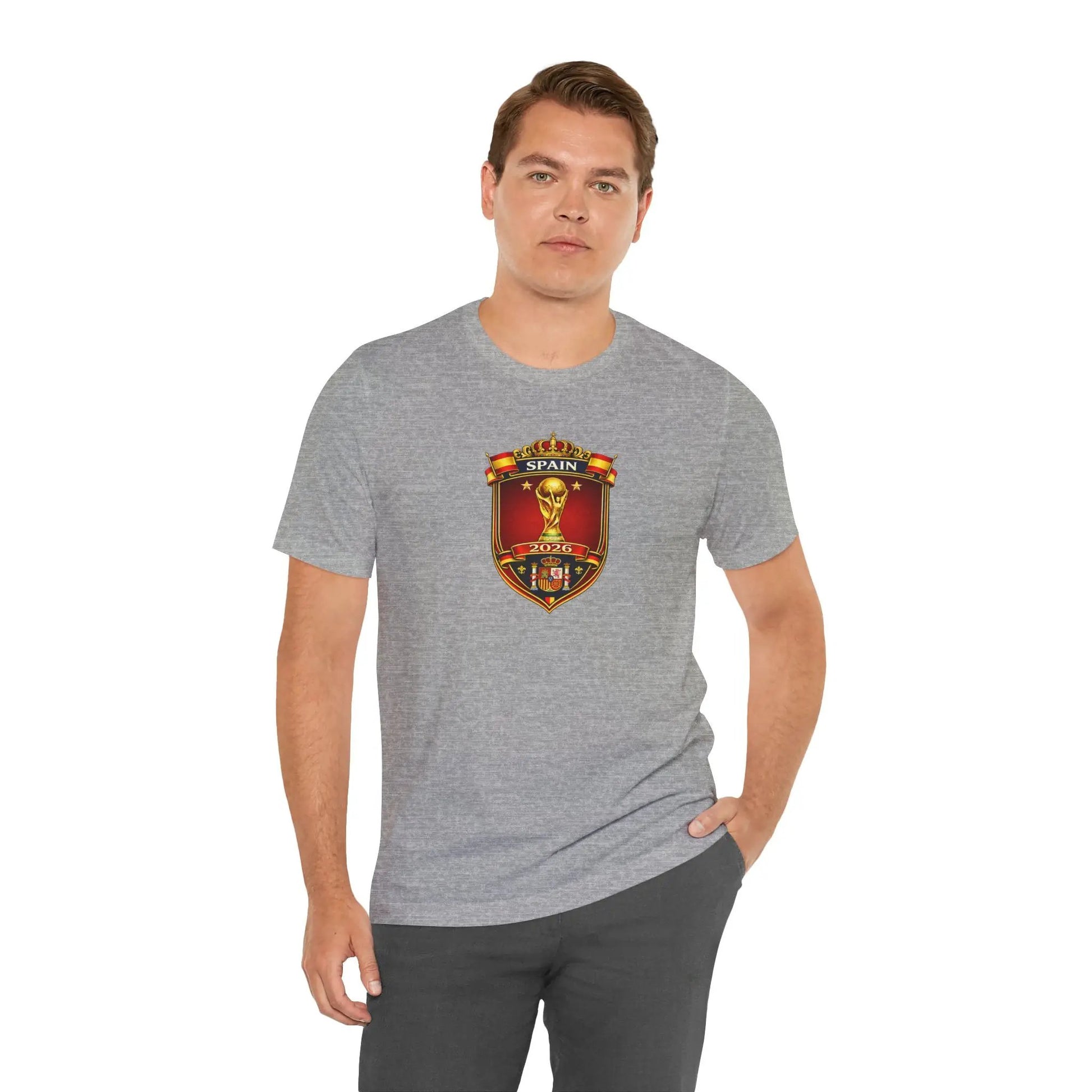 Spain World Cup Crest T‑Shirt — Soccer Fan Jersey Tee by Printify
