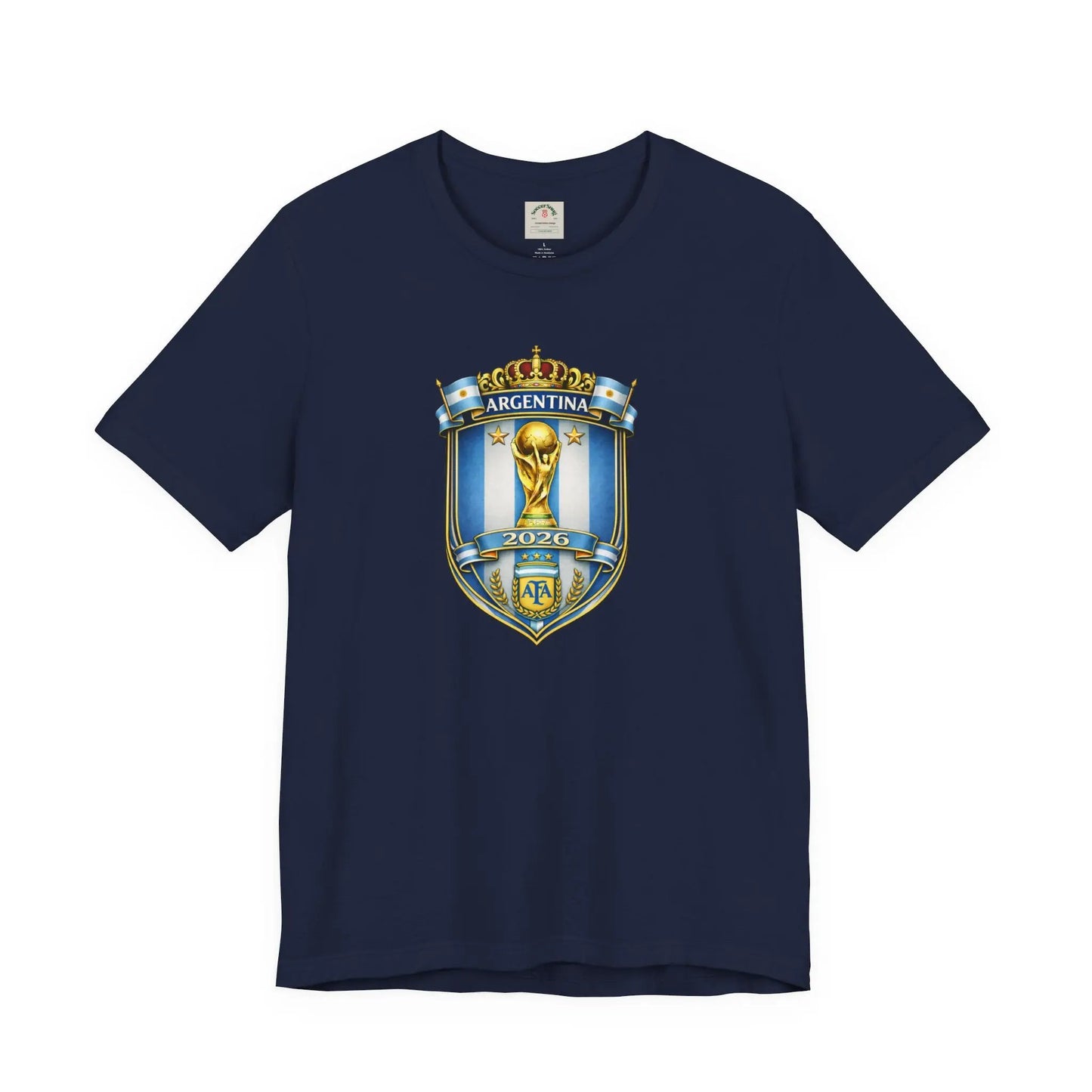 Argentina World Cup Trophy Shield Tee Soccer Fan Jersey by Printify